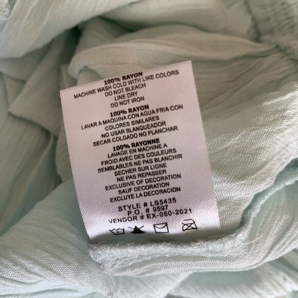 Kiwi Punch Mint Green Short Sleeve Crop Blouse Ruffle Crochet Size Large NWT - Picture 8 of 8